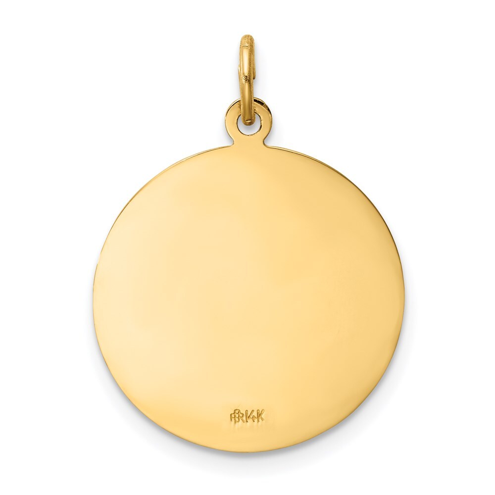 14k Yellow Gold Solid Polished/Satin Medium St. Florian Medal Pendant for Women