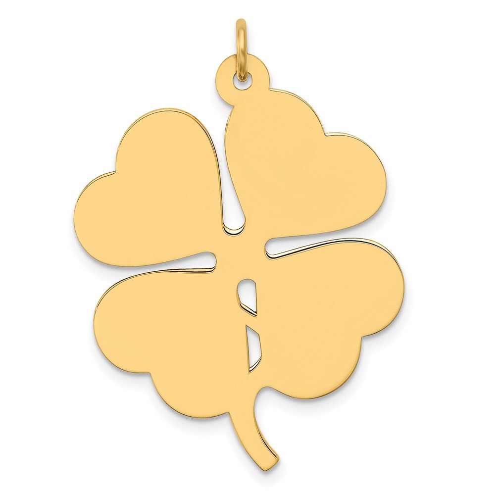 14k Yellow Gold Plain .018 Gauge Engravable Clover Disc Charm