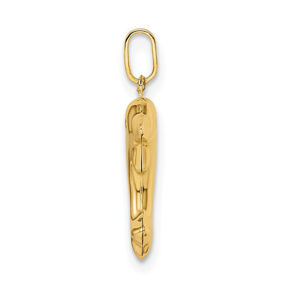 14k Yellow Gold Polished 3-D Dolphin Pendant
