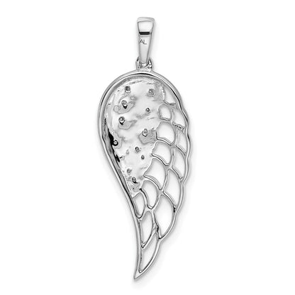 14k White Gold Diamond Open-work Wing Pendant for Women