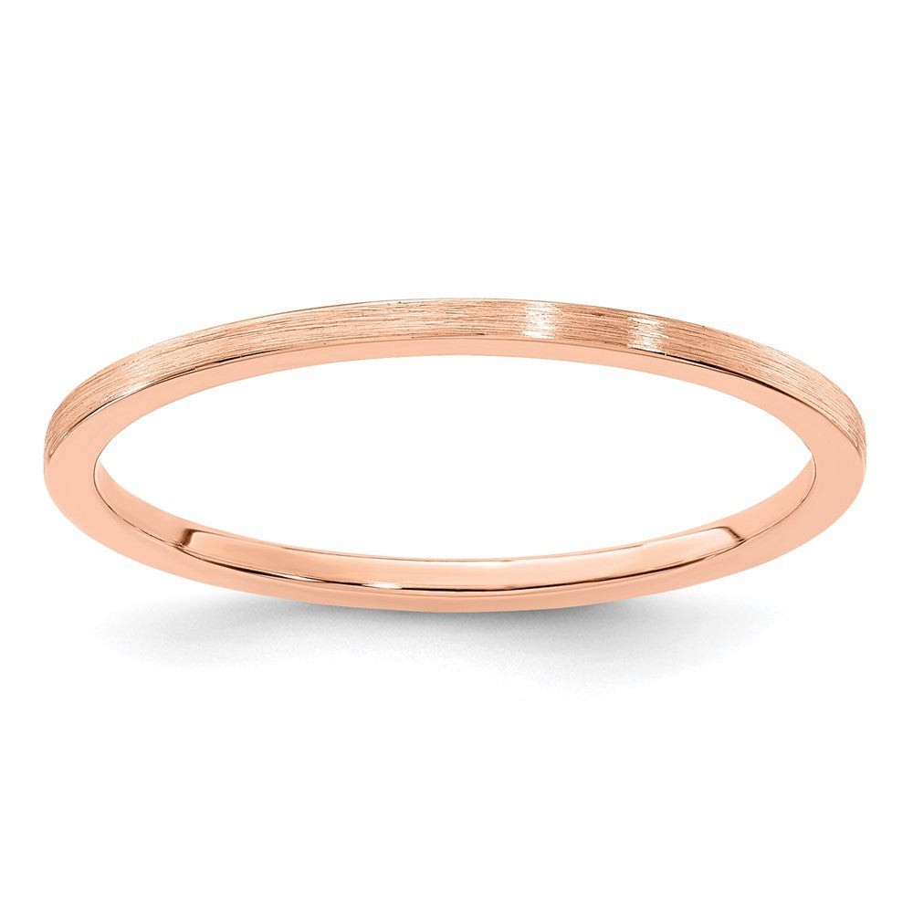 14K Rose Gold 1.2mm Flat Satin Stackable Band Ring Size 8.5