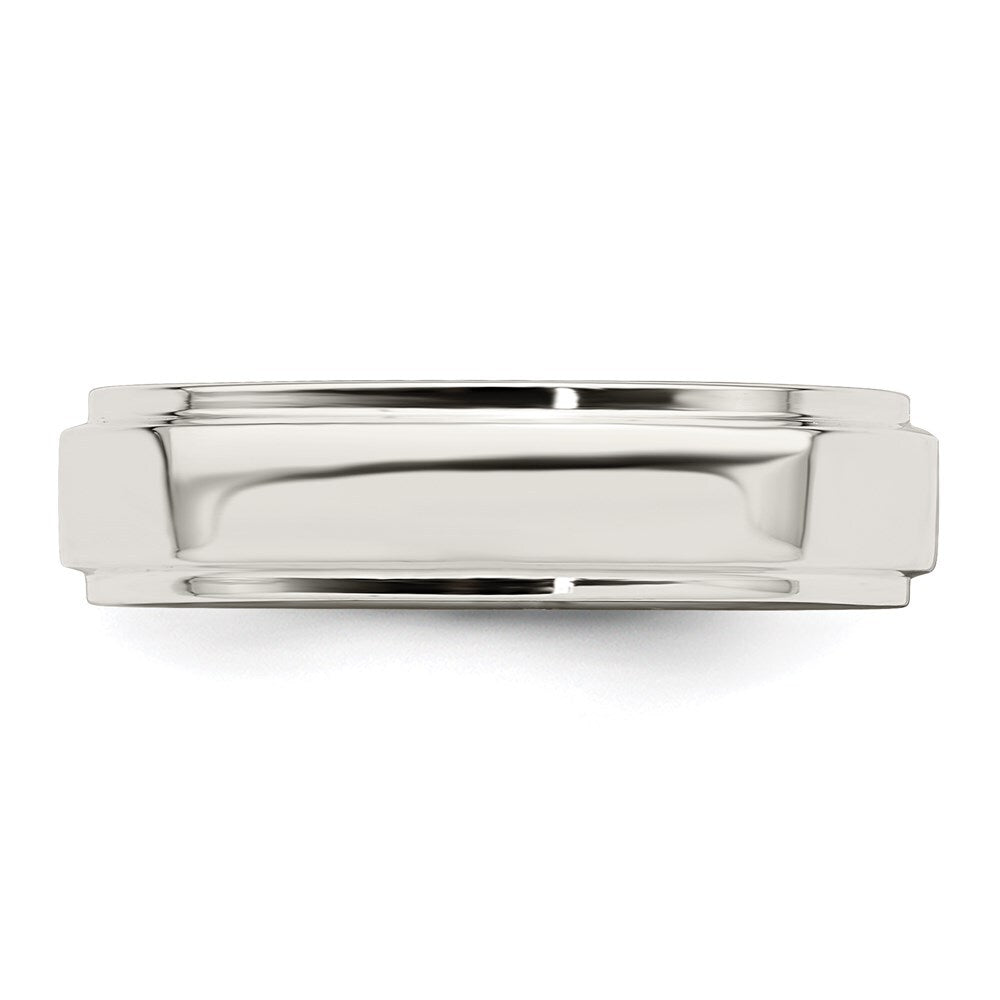 Sterling Silver 5mm Flat with Step Edge Size 11 Band Ring