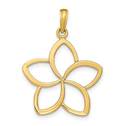14k Yellow Gold Polished Cut Out Flower Pendant for Women