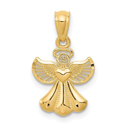 14k Yellow Gold Polished Angel Pendant for Women