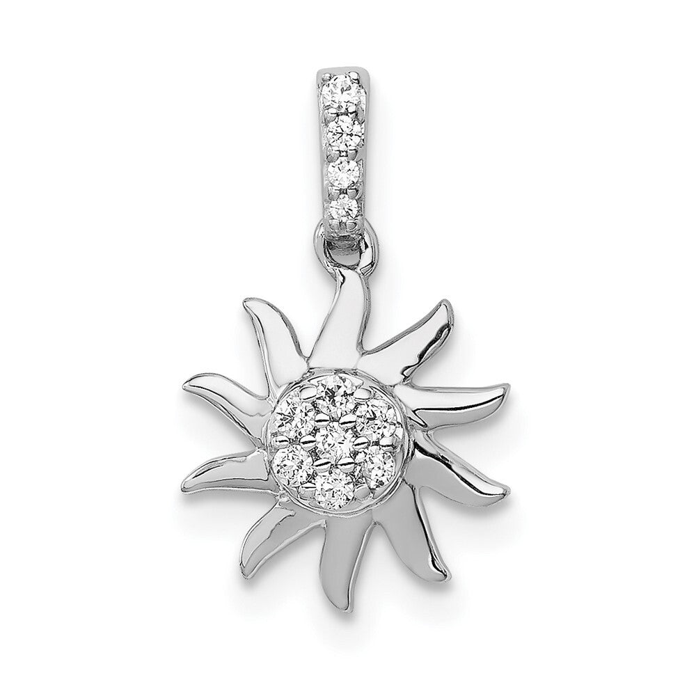 14k White Gold 1/15ct. Diamond Fancy Sun Pendant for Women