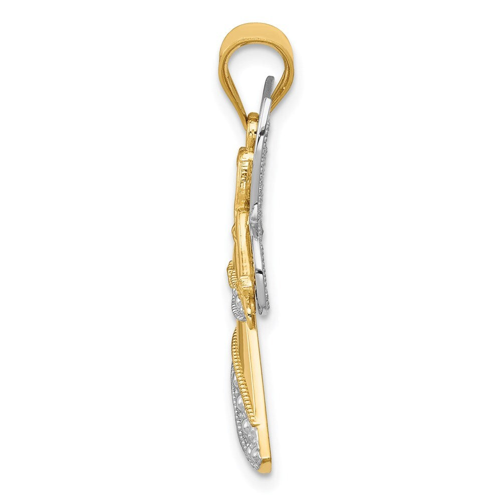14k Two-tone Gold 14KTwo-tone Rhodium Angel Pendant for Women