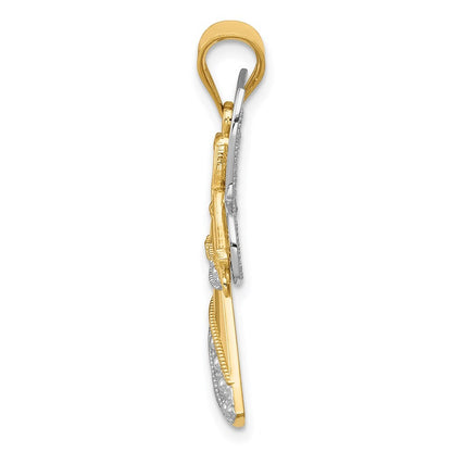 14k Two-tone Gold 14KTwo-tone Rhodium Angel Pendant for Women