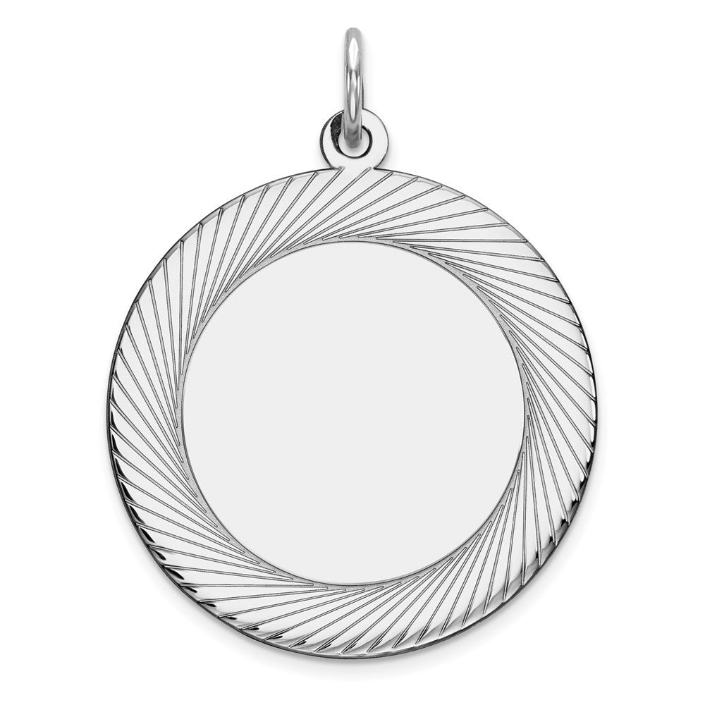 Sterling Silver Rhod-plated Round Polish Front Satin Back Disc Charm