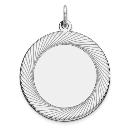 Sterling Silver Rhod-plated Round Polish Front Satin Back Disc Charm