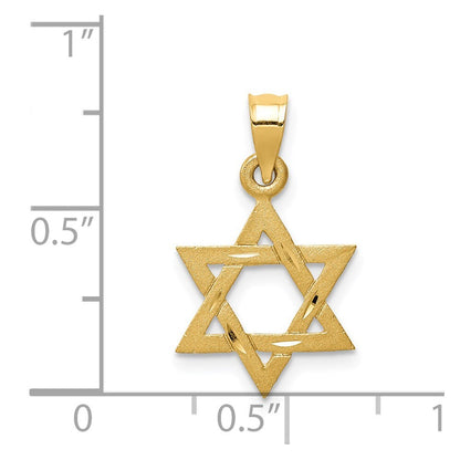 14k Yellow Gold Solid Satin Star of David Charm Pendant for Women