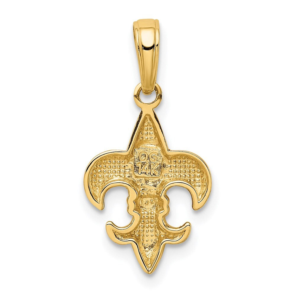 14k Yellow Gold Small Fleur-De-Lis Pendant for Women