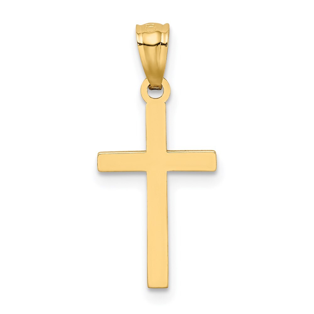 14k Yellow Gold Satin Diamond-Cut Cross Pendant for Women