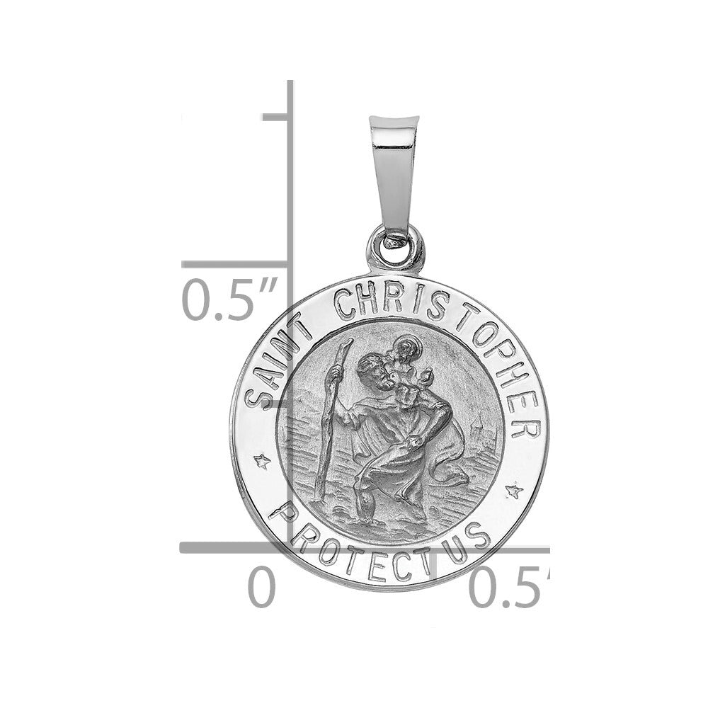 14k White Gold Saint Christopher Medal Charm Pendant for Women