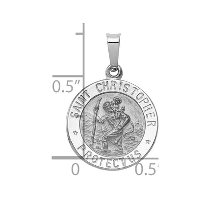 14k White Gold Saint Christopher Medal Charm Pendant for Women