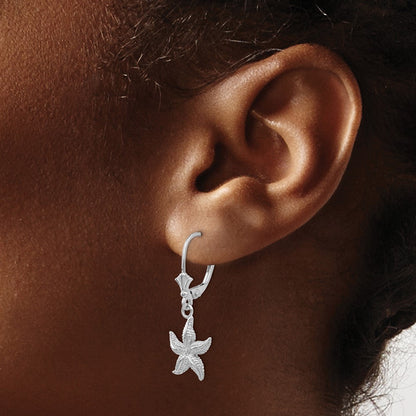 14K White Gold Starfish Drop Dangle Earrings
