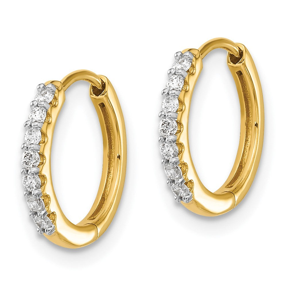 14k Yellow Gold Diamond Hinged Hoop Earrings