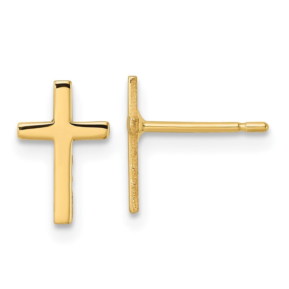 14k Yellow Gold Polished Cross Earrings