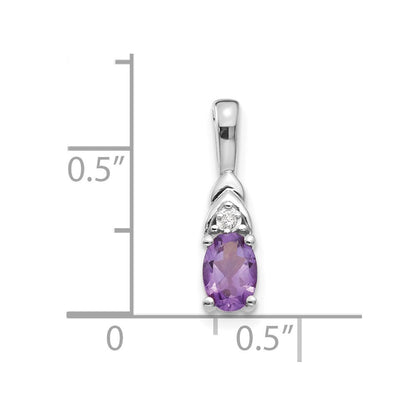 14k White Gold Amethyst and Diamond Pendant for Women