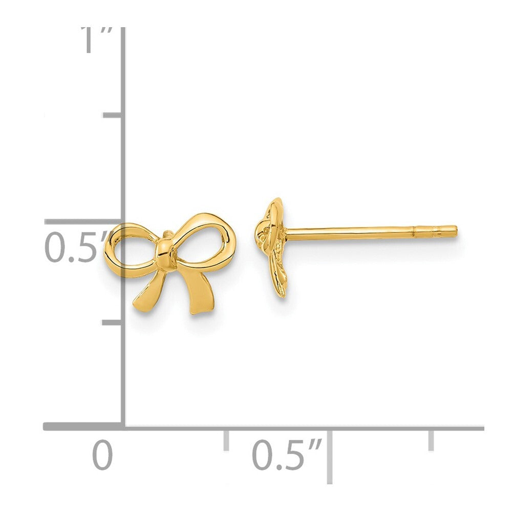 14k Yellow Gold Gold Polished Bow Stud Earrings Gift for Women