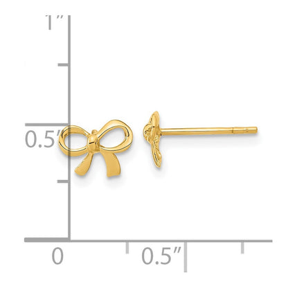 14k Yellow Gold Gold Polished Bow Stud Earrings Gift for Women