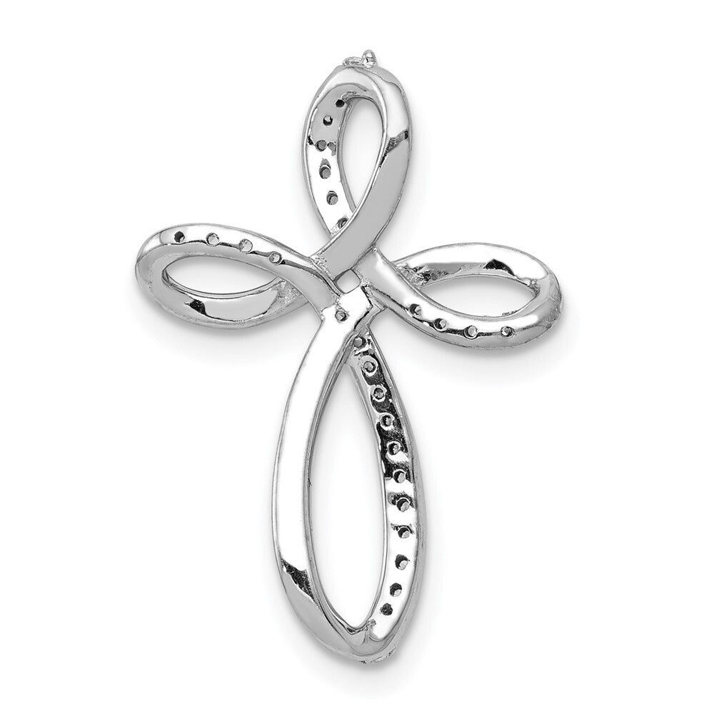 14k White Gold 1/6ct. Diamond Cross Chain Slide Pendant for Women
