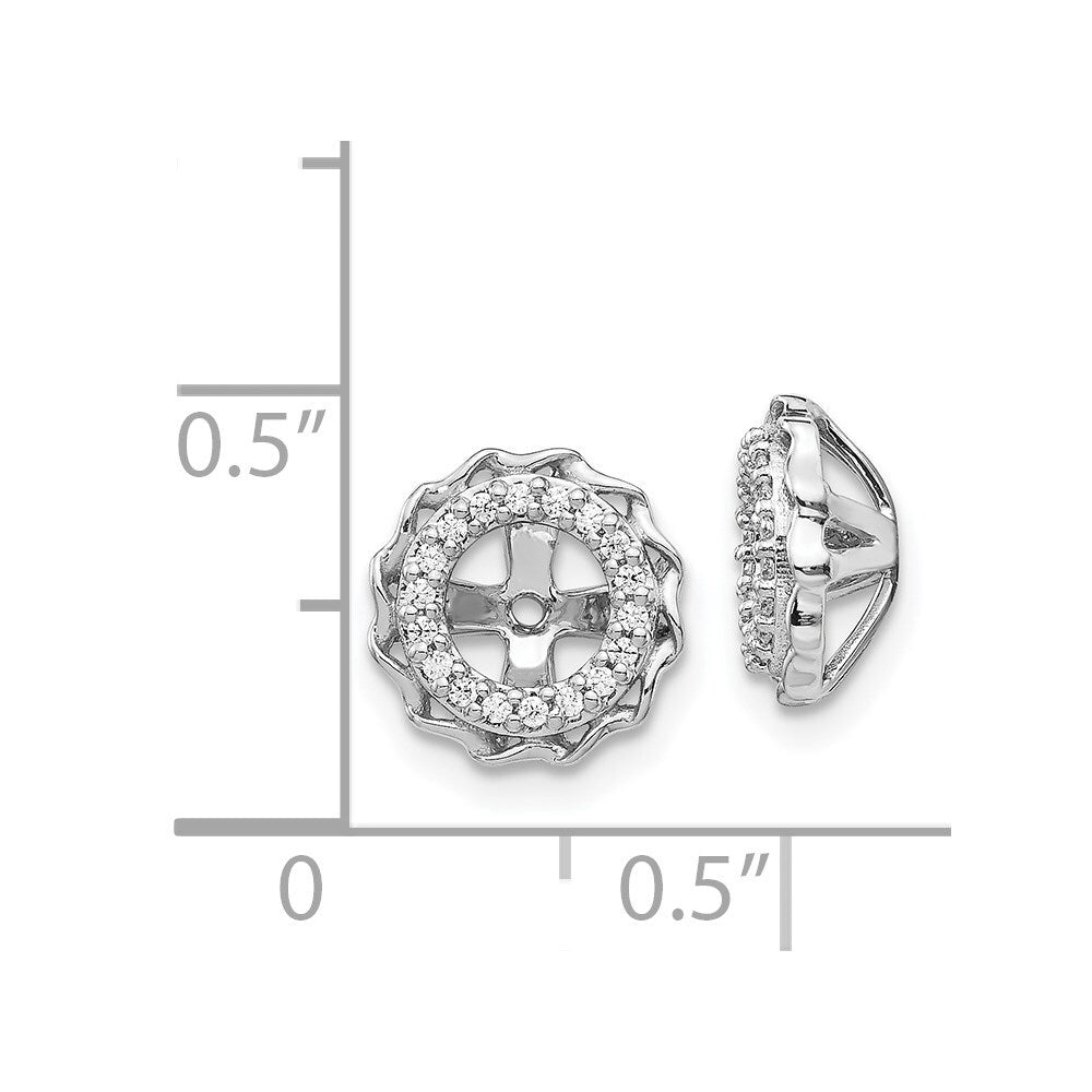 14k White Gold Twisted Edge Diamond Earring Jackets