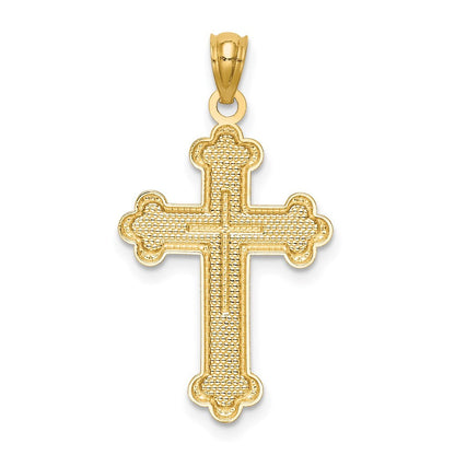 14k Yellow Gold Budded Cross Pendant