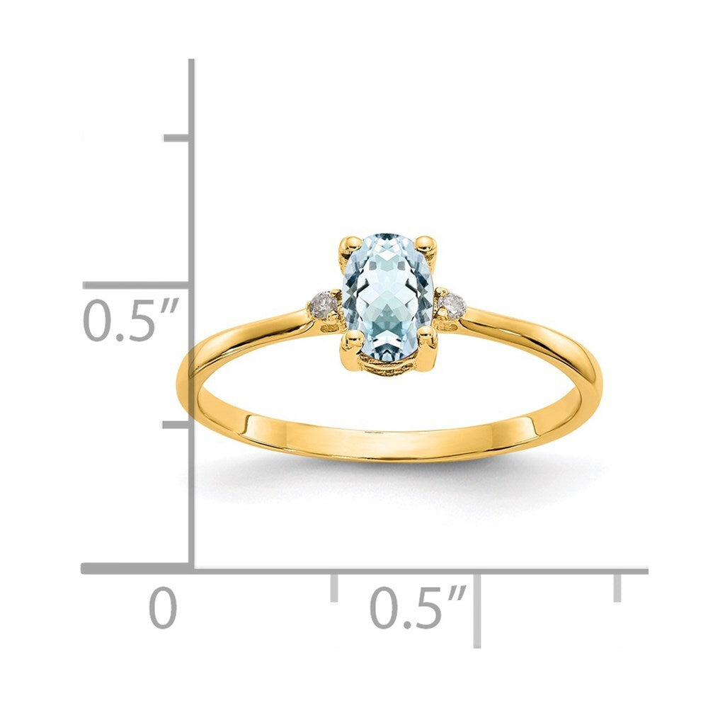 14K Yellow Gold Diamond & Aquamarine Birthstone Ring