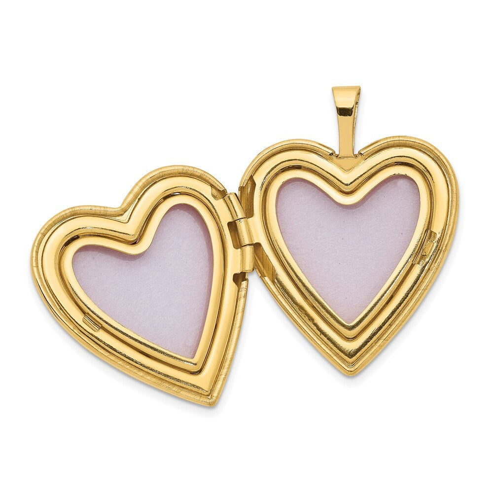 14k Yellow Gold 20mm Diamond Heart Locket Pendant for Women