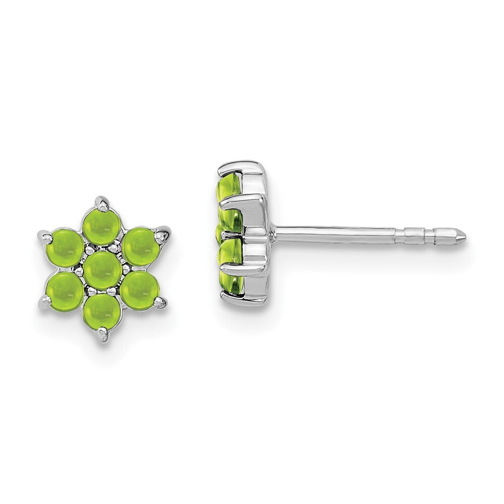 14k White Gold Peridot Floral Stud Earrings