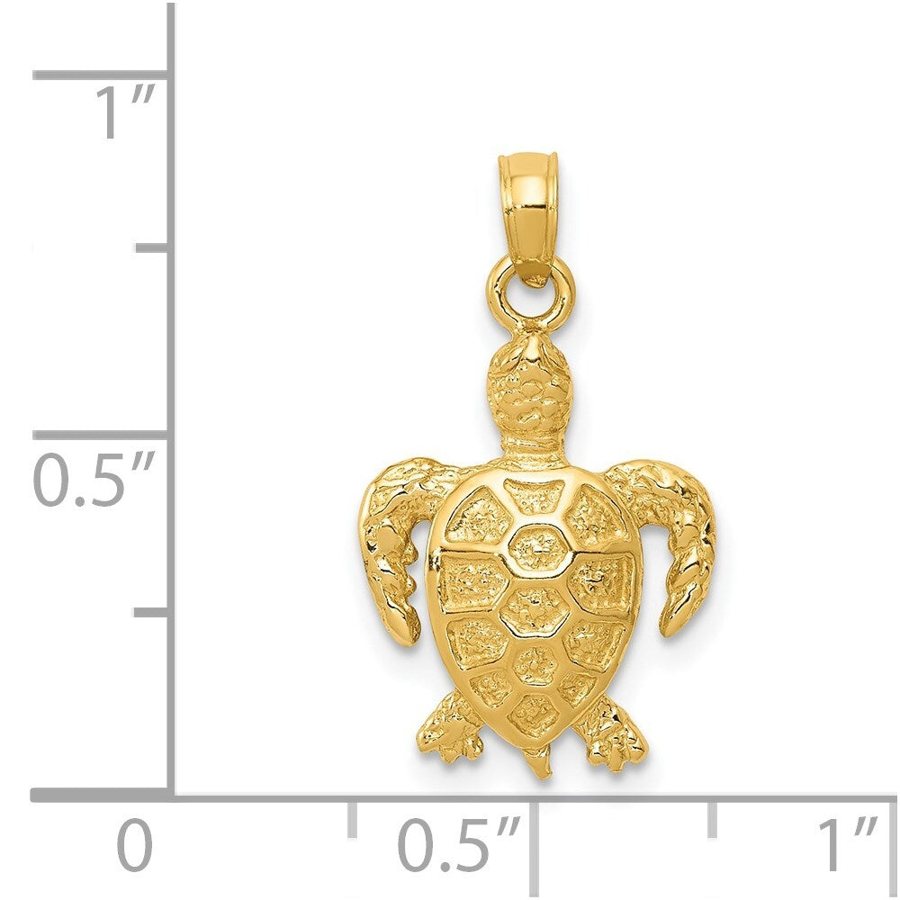 14k Yellow Gold Sea Turtle Pendant for Women