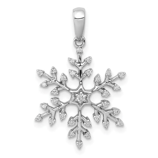14k White Gold 1/6ct. Diamond Snowflake Pendant for Women
