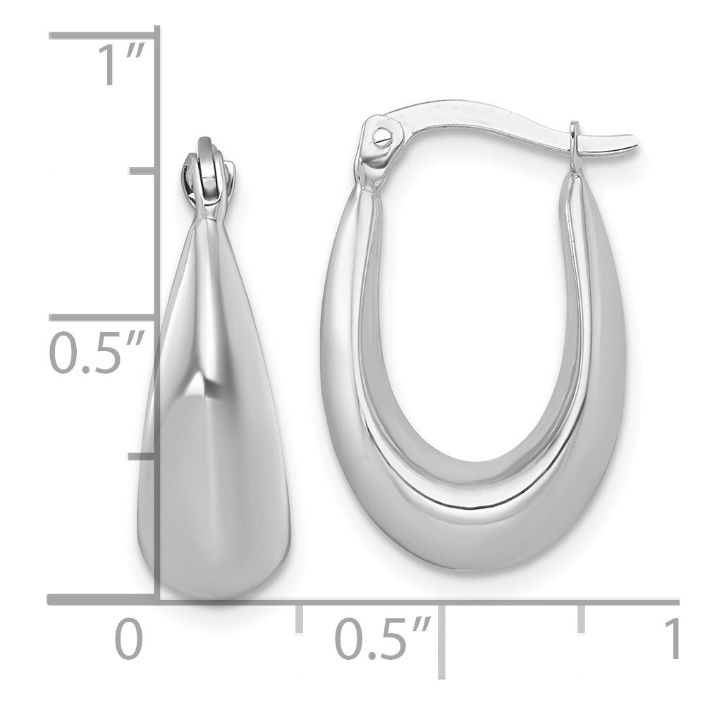 14k White Gold Polished Tapered Hollow Hoop Earrings Gift for Women