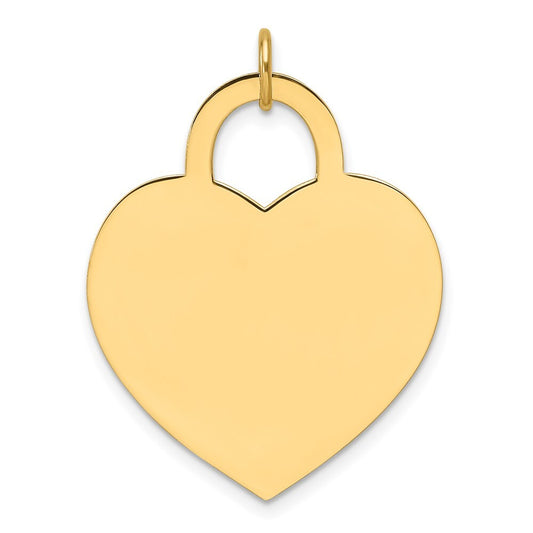 14k Yellow Gold Large Engravable Heart Charm Pendant for Women