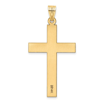 14k Yellow Gold Sandblasted Cross Pendant for Women