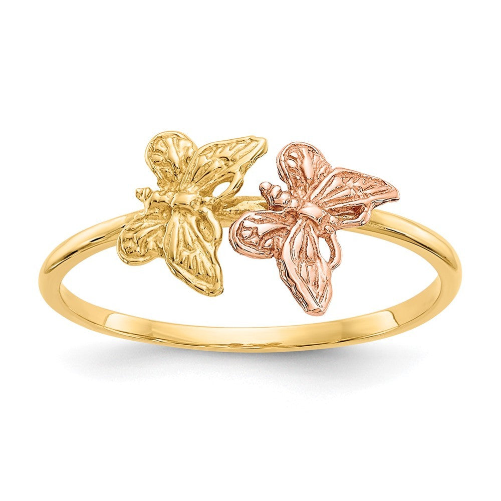 14K Two-tone Gold Polished Butterfly Ring