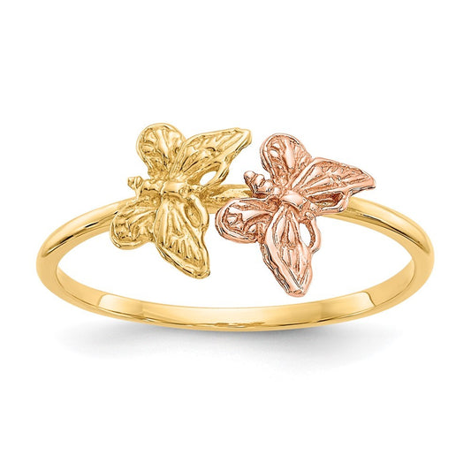 14K Two-tone Gold Polished Butterfly Ring