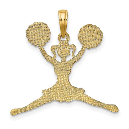 14k Yellow Gold Cheerleader Jumping with Pom-Poms Charm Pendant