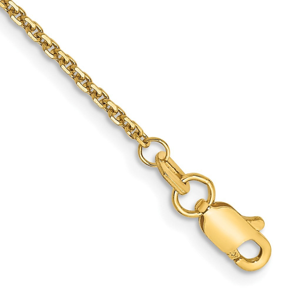 14k Yellow Gold 9 inch 1.45mm Solid Diamond-cut Cable with Lobster Clasp Anklet
