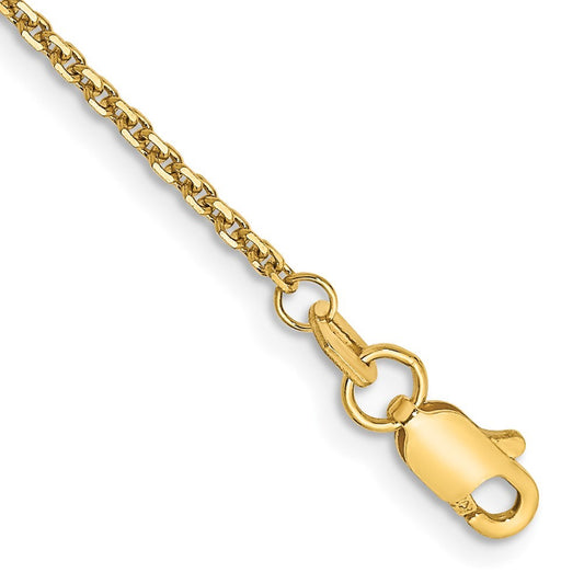 14k Yellow Gold 9 inch 1.45mm Solid Diamond-cut Cable with Lobster Clasp Anklet