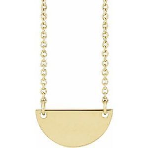 14k Yellow Gold Engravable Half Moon 16-18" Necklace