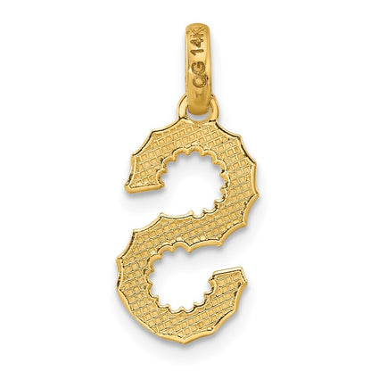 14k Yellow Gold Fancy Twist Letter S Pendant for Women
