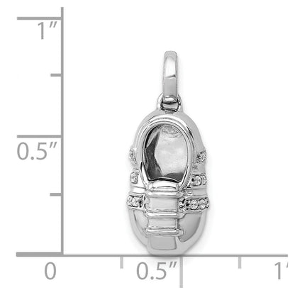 14k White Gold Diamond Baby Boy Shoe Pendant for Women