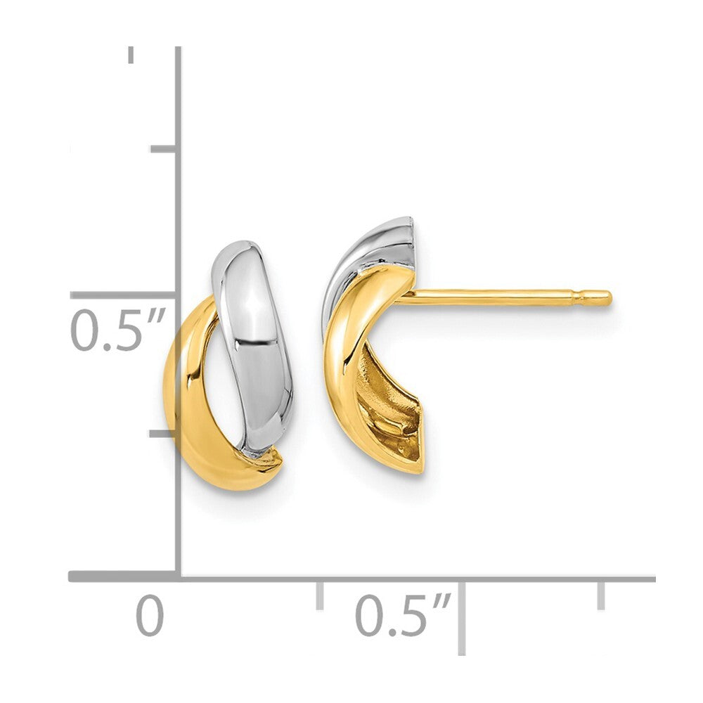 14k Yellow Gold Gold White Rhodium Fancy Teardrop Stud Earrings Gift for Women