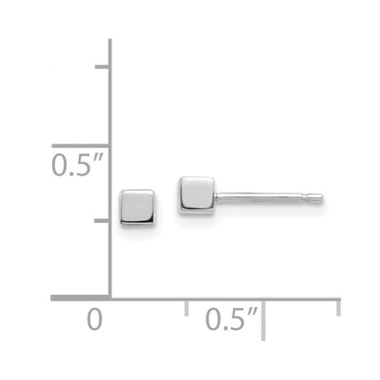 14K White Gold Square Stud Earrings Gift for Women