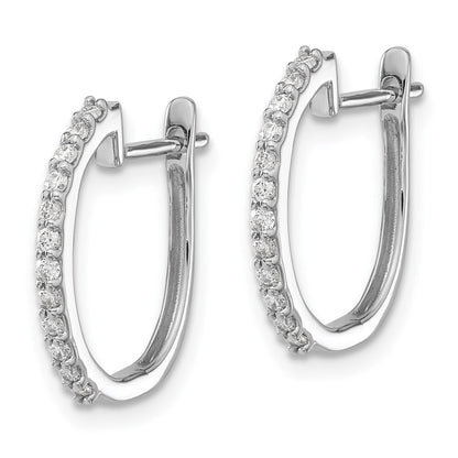 14k White Gold Diamond 1.3mm Hinged Hoop Earrings