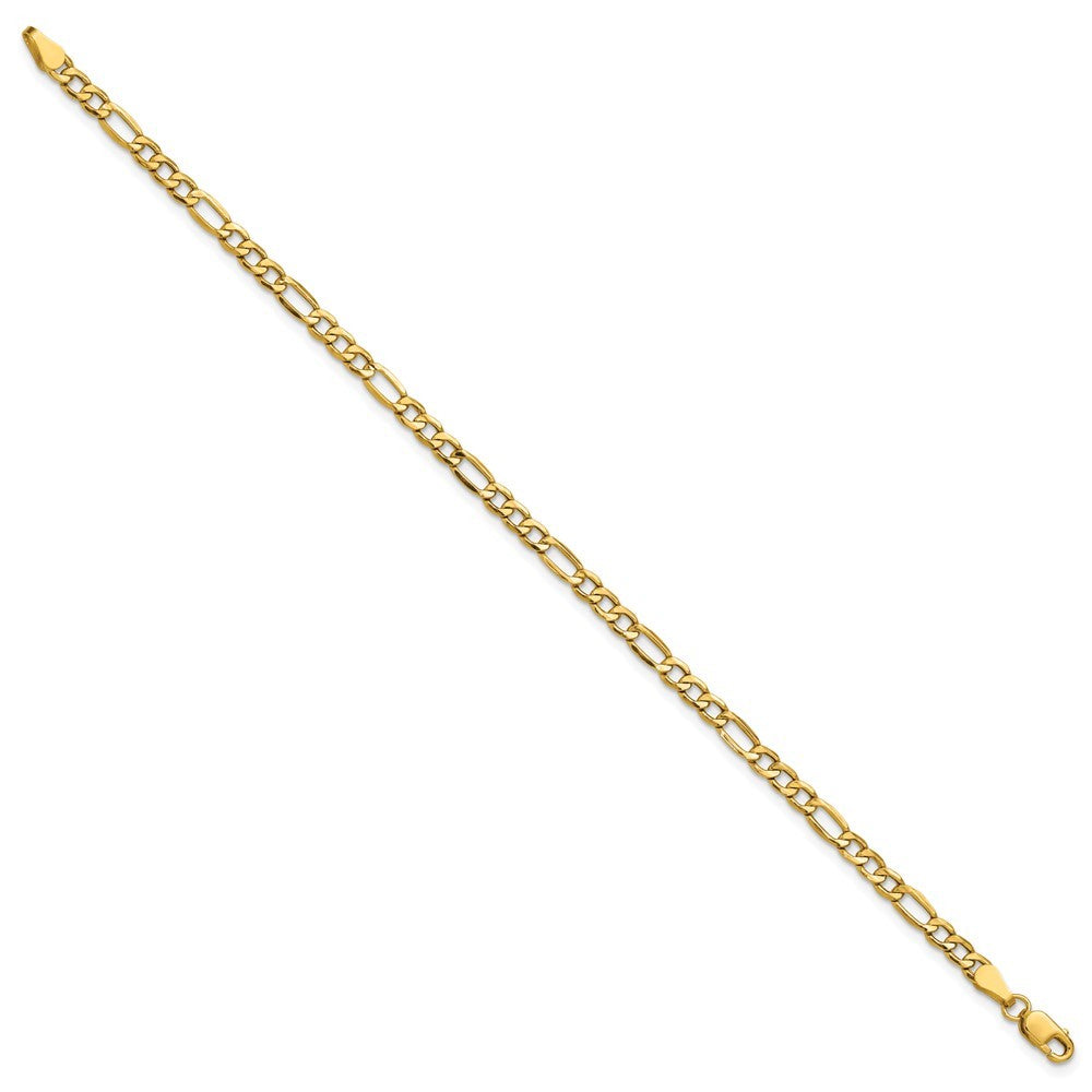 14k Yellow Gold 7 inch 3.5mm Semi-Solid Figaro Bracelet