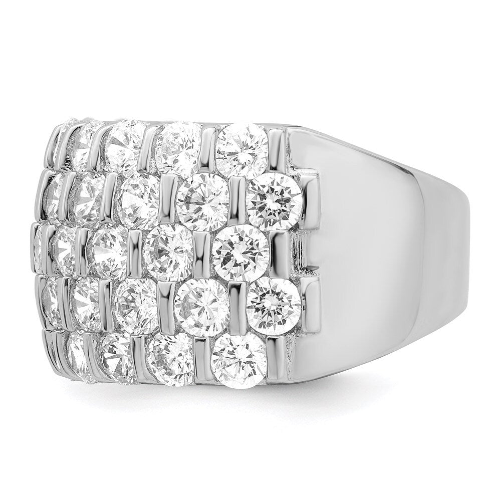 Sterling Silver Rhodium-plated Cubic Zirconia Wide Band Ring Size 7