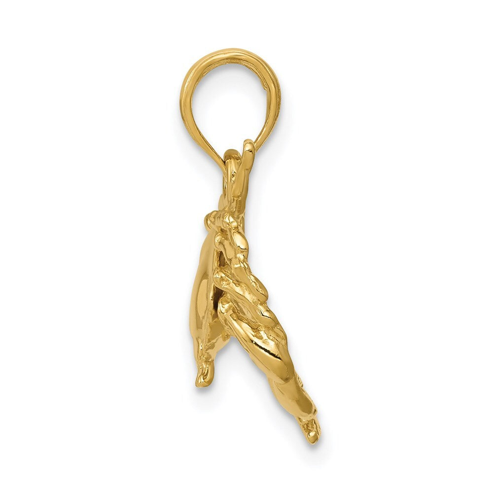 14k Yellow Gold Polished Open-Backed Crab Pendant for Women