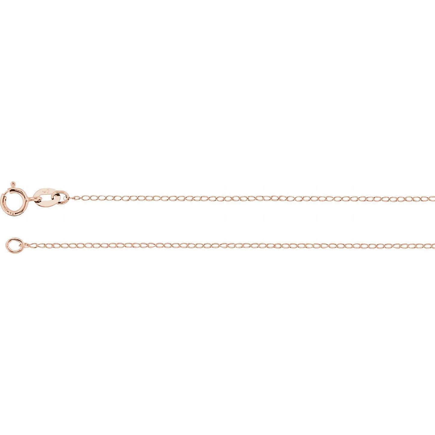 14k Rose Gold 1 mm Curb 16" Chain Necklace Fine Gift for Women